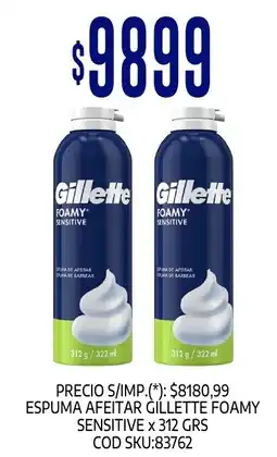 Supermercados Yaguar Gillette espuma de afeitar foamy sensitive oferta