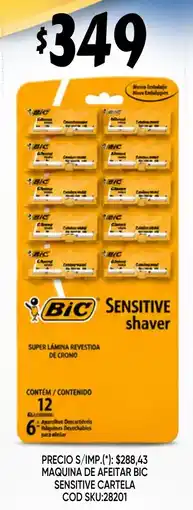 Supermercados Yaguar Bic maquina de afeitar sensitive cartela oferta
