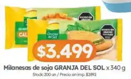 Cordiez Granja del sol milanesas de soja oferta