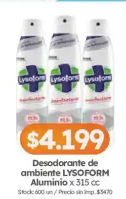 Cordiez Lysoform desodorante de ambiente aluminio oferta