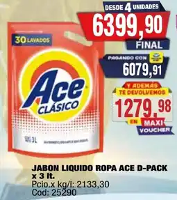 Maxiconsumo Ace jabon liquido ropa d-pack oferta