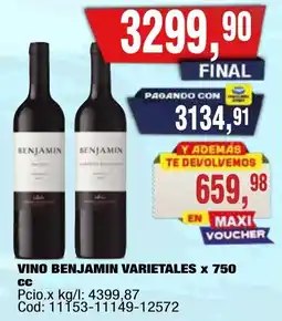 Maxiconsumo Benjamin vino varietales oferta