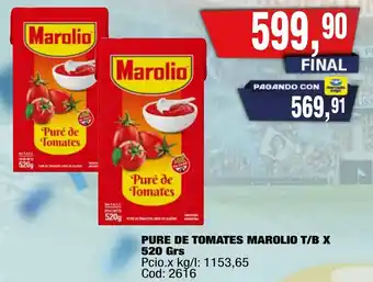 Maxiconsumo Pure de tomates marolio t/b oferta