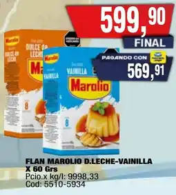 Maxiconsumo Marolio flan dulce de leche-vainilla oferta