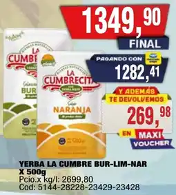Maxiconsumo La cumbrecita yerba bur-lim-nar oferta