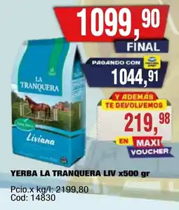 Maxiconsumo La tranquera yerba liviana oferta