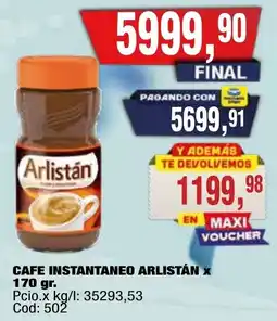 Maxiconsumo Arlistán cafe instantaneo oferta