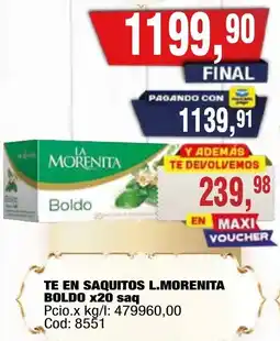 Maxiconsumo L.morenita te en saquitos boldo oferta