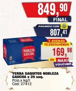 Maxiconsumo Nobleza gaucha yerba saquitos oferta