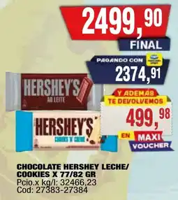 Maxiconsumo Hershey's chocolate leche/cookies n' cream oferta