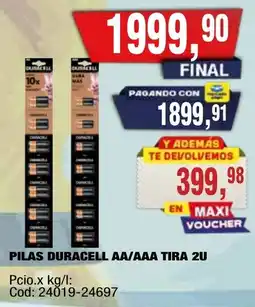 Maxiconsumo Duracell pilas aa/aaa tira oferta