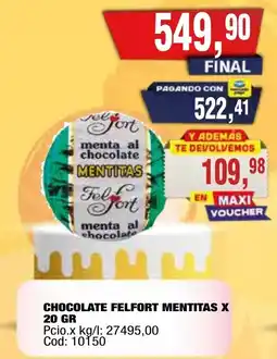 Maxiconsumo Felfort chocolate mentitas oferta