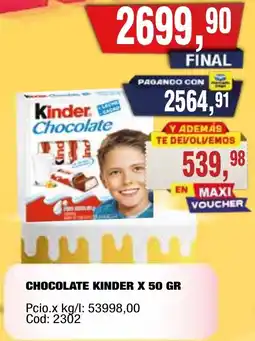 Maxiconsumo Kinder chocolate oferta