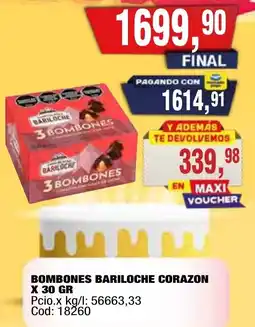 Maxiconsumo Bariloche bombones corazon oferta