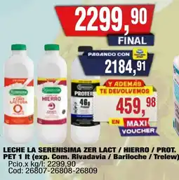 Maxiconsumo La serenisima leche zer lactosa / hierro / prot oferta