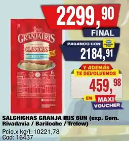 Maxiconsumo Granja iris salchichas clasicas oferta