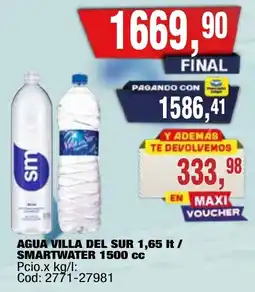 Maxiconsumo Agua villa del sur smartwater 1500 cc oferta