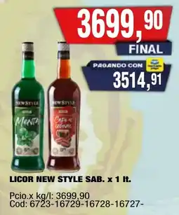 Maxiconsumo New style sab. licor oferta