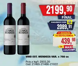 Maxiconsumo Estancia mendoza vino est. var. oferta