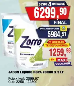 Maxiconsumo Zorro jabon liquido ropa oferta
