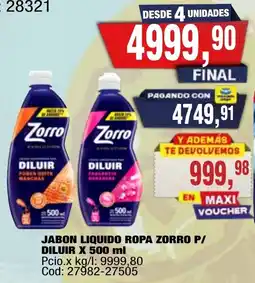 Maxiconsumo Zorro jabon liquido ropa diluir oferta