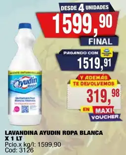 Maxiconsumo Ayudin lavandina ropa blanca oferta