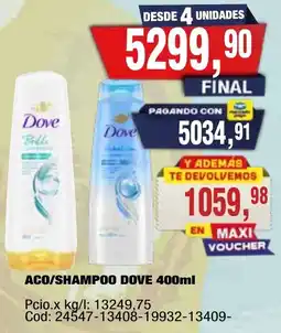 Maxiconsumo Dove shampoo 400ml oferta