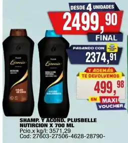 Maxiconsumo Plusbelle shampoo y acondicionador nutricion oferta