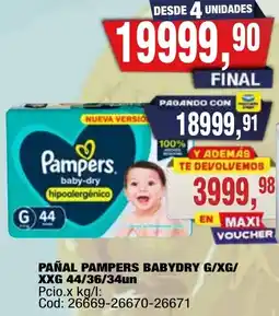 Maxiconsumo Pampers pañal babydry oferta