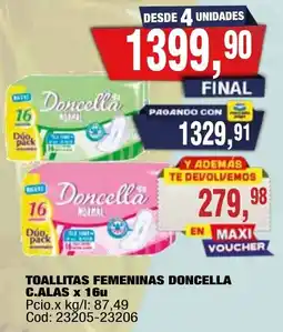 Maxiconsumo Doncella toallitas femeninas oferta
