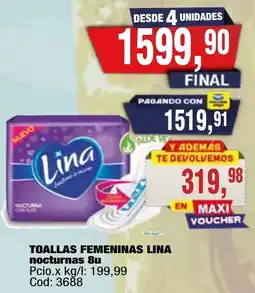 Maxiconsumo Lina toallitas femeninas nocturnas oferta