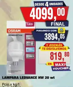Maxiconsumo Osram lampara ledvance hw 20 wt oferta