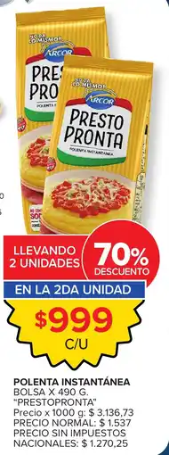 Carrefour Arcor presto pronta polenta instantánea oferta