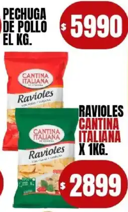 Supermercados Mariano Max Cantina italiana ravioles con pollo y verdura oferta