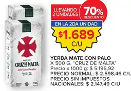 Carrefour Cruz de Malta yerba mate con palo oferta