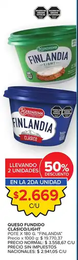 Carrefour Jaserenisima queso fundido clásico/light finlandia oferta