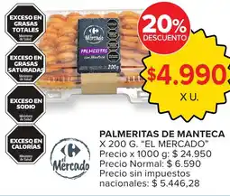 Carrefour El mercado palmeritas de manteca oferta