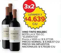 Carrefour Elementos vino tinto malbec oferta