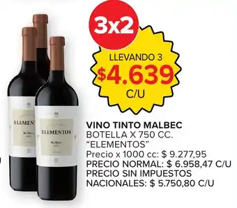 Carrefour Elementos vino tinto malbec botella oferta