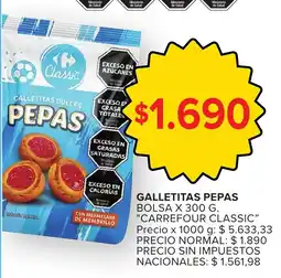 Carrefour Carrefour classic galletitas pepas oferta