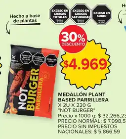 Carrefour Not burger medallón plant based parrillera oferta