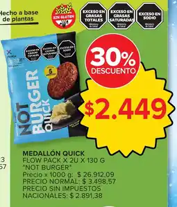Carrefour Not burger medallón quick oferta