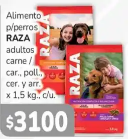 Beltrán Supermercados Raza alimento p/perros adultos carne / car., poll., cer. y arr. oferta