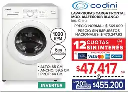 Carrefour Codini lavarropas carga frontal oferta
