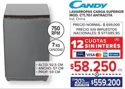 Carrefour Candy lavarropas carga superior oferta