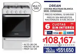 Carrefour Drean cocina multigas blanca oferta