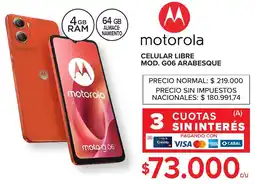 Carrefour motorola celular libre mod. g06 arabesque oferta