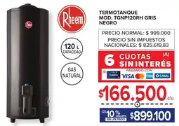 Carrefour Rheem termotanque mod. tgnp120rh gris negro oferta