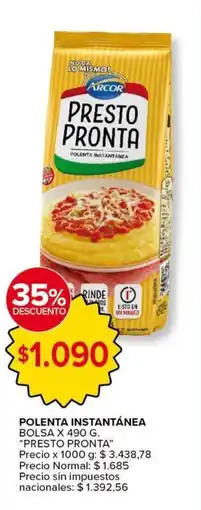 Carrefour Express Arcor presto pronta polenta instantánea oferta