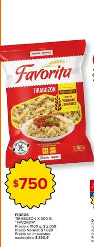 Carrefour Express Favorita fideos tirabuzón oferta